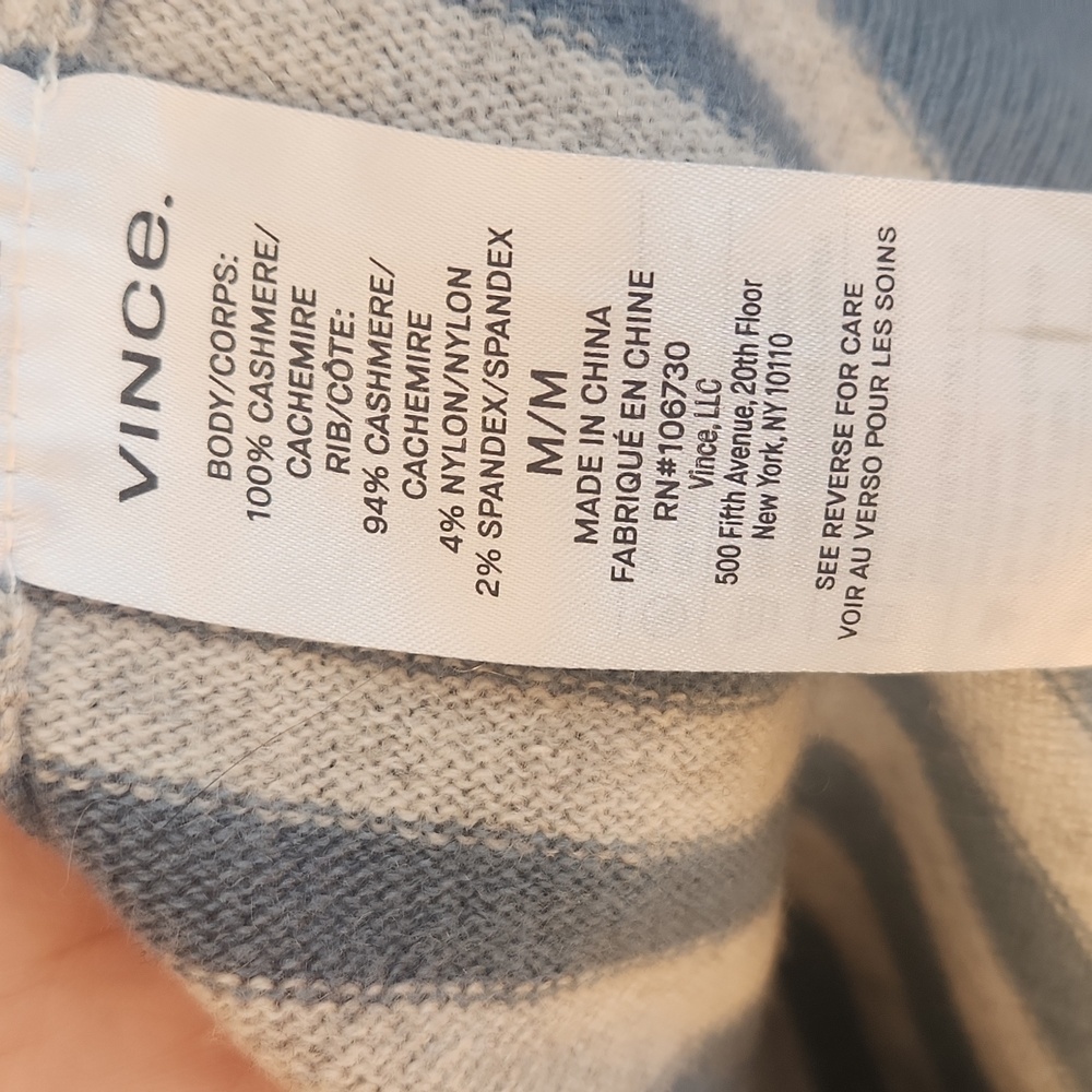 Striped Blue and Gray Sweater By VINCE - Picture 6 of 6